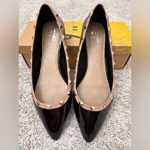 NWT Black Flats with a Studded Beige Trim
